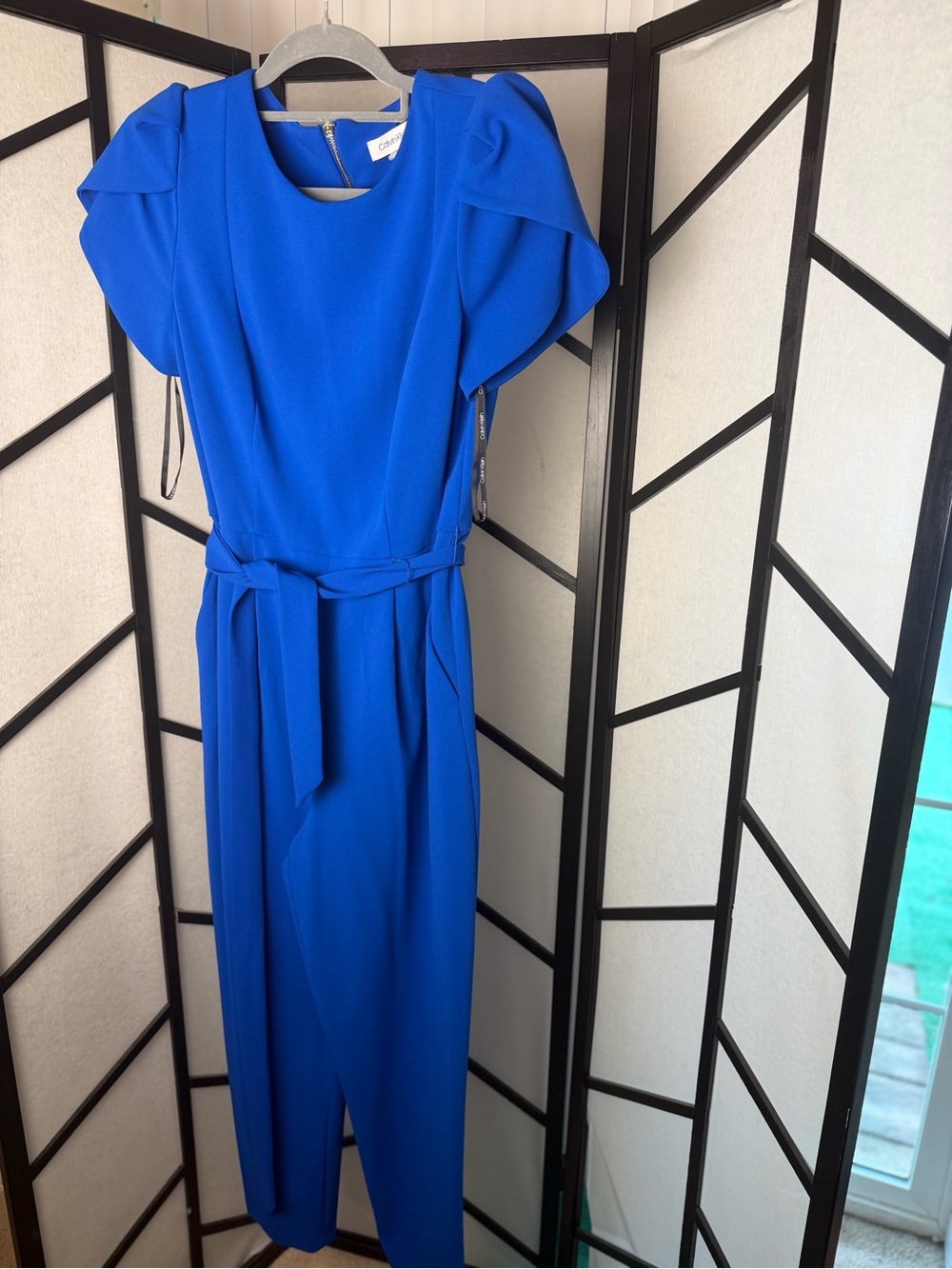 Calvin Klein Bright Blue Belted Jumpsuit